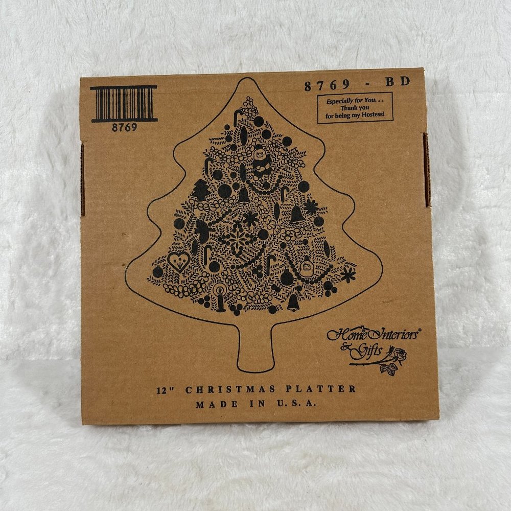 Home Interiors Christmas Tree Exclusive Hostess Gift 12" Glass Holiday Platter